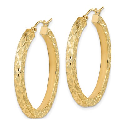 14K Yellow Gold 36mm Diamond-Cut Hoop Earrings – view 2