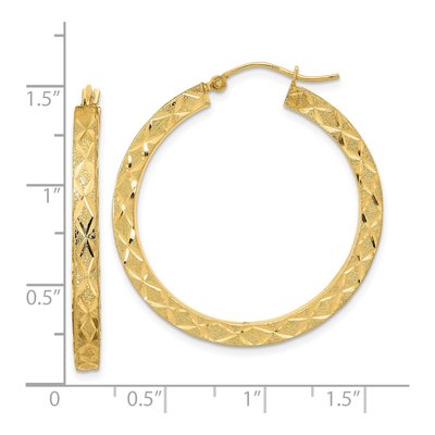 14K Yellow Gold 36mm Diamond-Cut Hoop Earrings – view 3