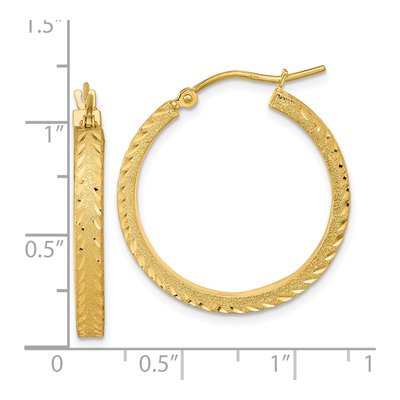 14K Yellow Gold 26mm Diamond-Cut Fancy Hoop Earrings – view 3