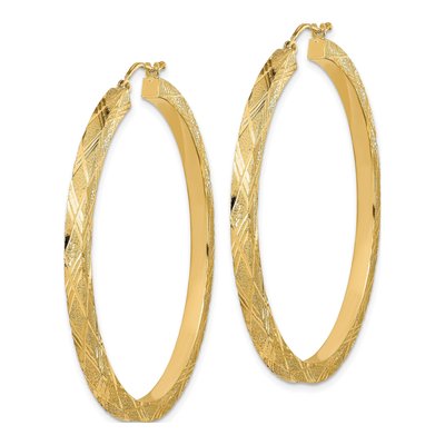 14K Yellow Gold 52mm Diamond-Cut Hoop Earrings – view 2