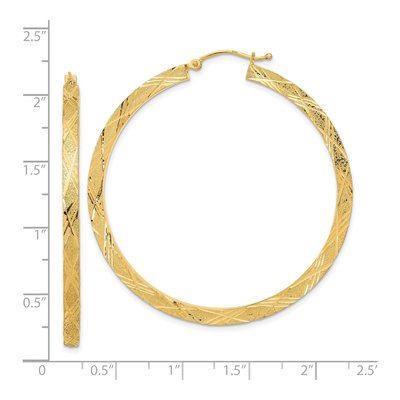 14K Yellow Gold 52mm Diamond-Cut Hoop Earrings – view 3