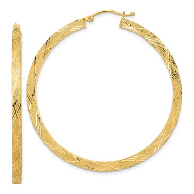 14K Yellow Gold 52mm Diamond-Cut Hoop Earrings