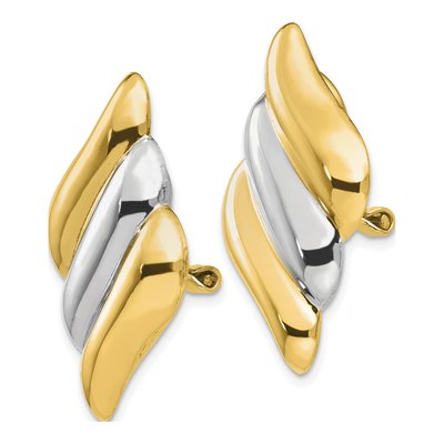 14K Yellow Gold Ribbed Non-Pierced Button Stud Earrings – view 3