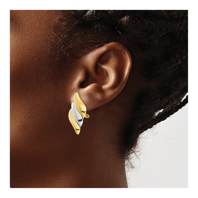 14K Yellow Gold Ribbed Non-Pierced Button Stud Earrings – view 4