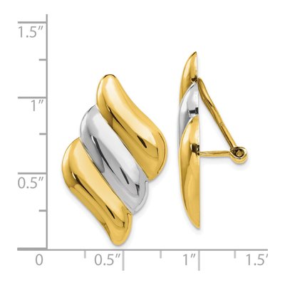 14K Yellow Gold Ribbed Non-Pierced Button Stud Earrings – view 5
