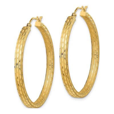 14K Yellow Gold 38mm Diamond-Cut Hoop Earrings – view 2