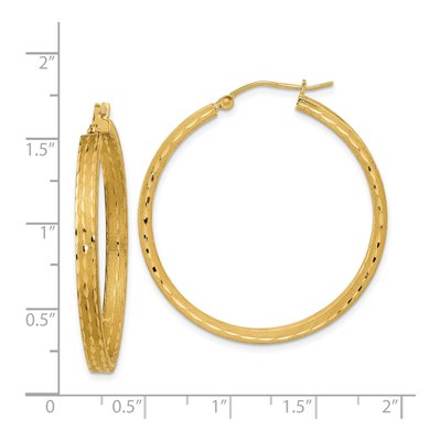 14K Yellow Gold 38mm Diamond-Cut Hoop Earrings – view 3