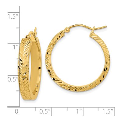 14K Yellow Gold 27mm Diamond-Cut Hoop Earrings – view 3
