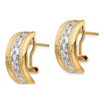 14K Yellow Gold 20mm Braided J- Hoop Earrings – view 2