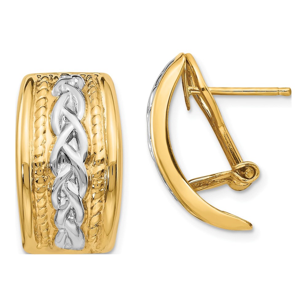 14K Yellow Gold 20mm Braided J- Hoop Earrings