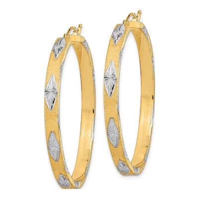 14K Yellow Gold 47mm Diamond-Cut Fancy Hoop Earrings – view 2