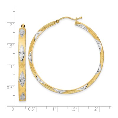 14K Yellow Gold 47mm Diamond-Cut Fancy Hoop Earrings – view 3