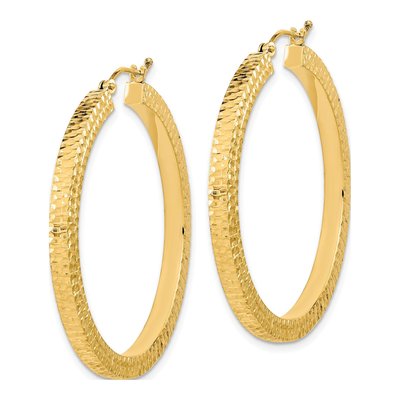 14K Yellow Gold 41mm Hammered Hoop Earrings – view 2