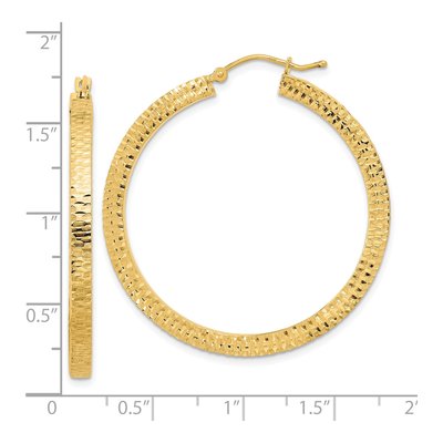 14K Yellow Gold 41mm Hammered Hoop Earrings – view 3