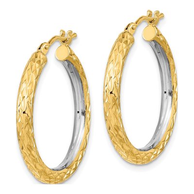 14K Yellow Gold 27mm Diamond-Cut Hoop Earrings – view 2