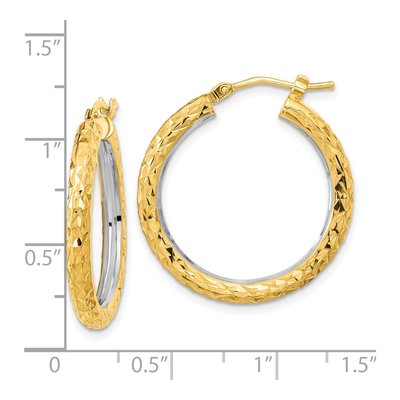 14K Yellow Gold 27mm Diamond-Cut Hoop Earrings – view 3