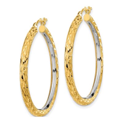 14K Yellow Gold 36mm Diamond-Cut Hoop Earrings – view 2