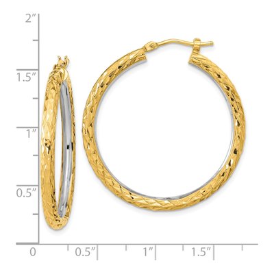 14K Yellow Gold 36mm Diamond-Cut Hoop Earrings – view 3