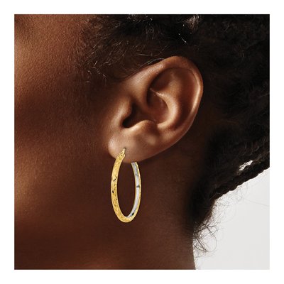 14K Yellow Gold 36mm Diamond-Cut Hoop Earrings – view 4