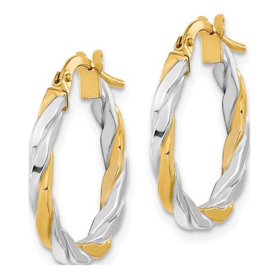14K Yellow Gold 20mm Twist Hoop Earrings – view 2
