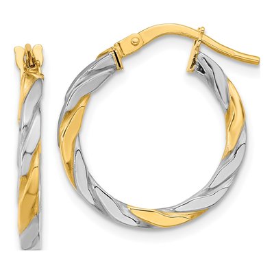 14K Yellow Gold 20mm Twist Hoop Earrings