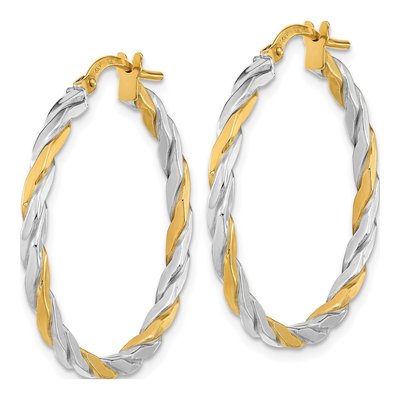 14K Yellow Gold 31mm Twist Hoop Earrings – view 2
