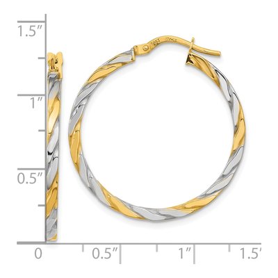 14K Yellow Gold 31mm Twist Hoop Earrings – view 3