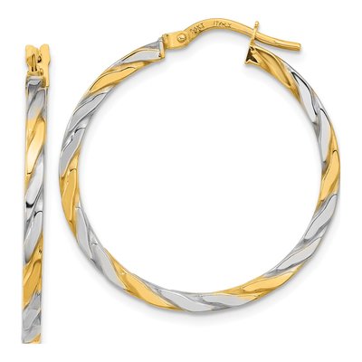 14K Yellow Gold 31mm Twist Hoop Earrings