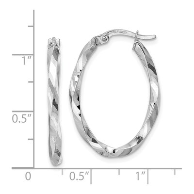14K White Gold Oval Hoop Earrings – view 4