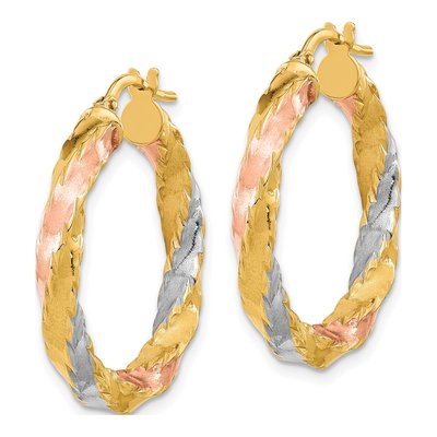 14K Yellow Gold 29mm Twisted Hoop Earrings – view 2