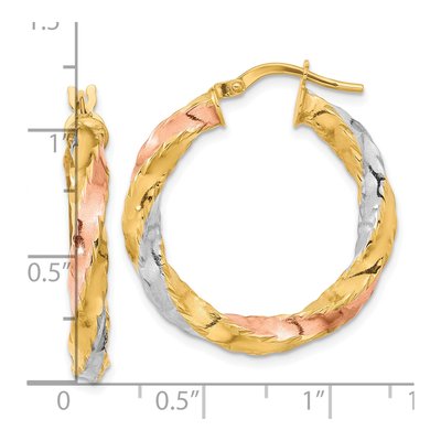 14K Yellow Gold 29mm Twisted Hoop Earrings – view 3