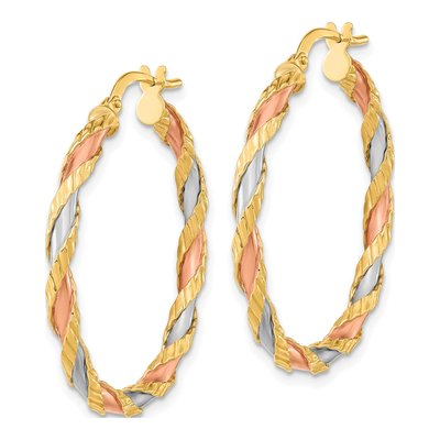 14K Yellow Gold 32mm Twisted Hoop Earrings – view 2