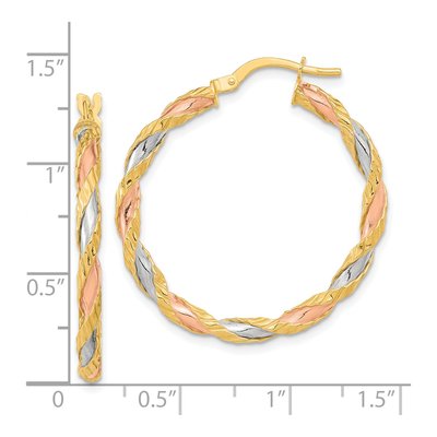 14K Yellow Gold 32mm Twisted Hoop Earrings – view 4