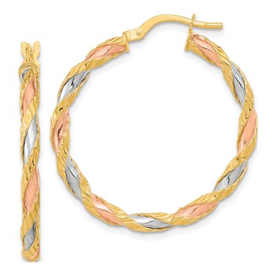 14K Yellow Gold 32mm Twisted Hoop Earrings