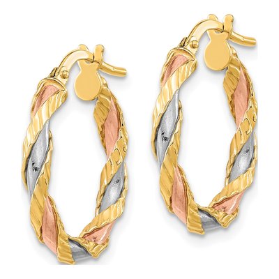 14K Yellow Gold 22mm Twisted Hoop Earrings – view 2