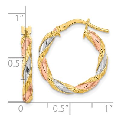 14K Yellow Gold 22mm Twisted Hoop Earrings – view 3