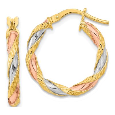 14K Yellow Gold 22mm Twisted Hoop Earrings