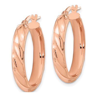14K Rose Gold Twisted Oval Hoop Earrings – view 2
