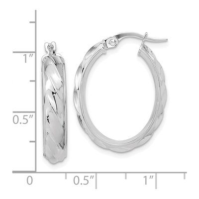 14K White Gold Twisted Oval Hoop Earrings – view 3