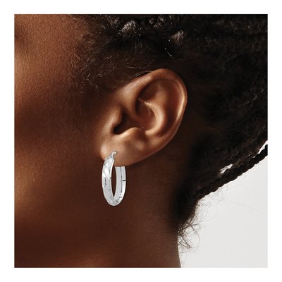 14K White Gold Twisted Oval Hoop Earrings – view 4