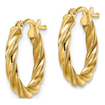 14K Yellow Gold 16mm Twisted Hoop Earrings – view 3