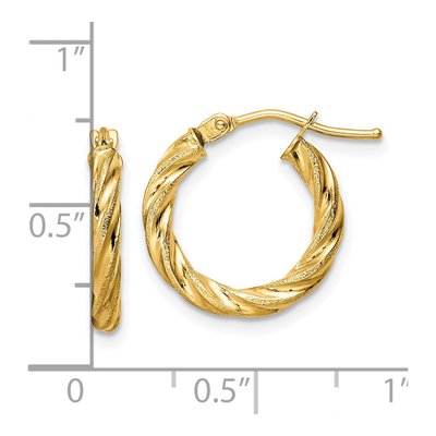 14K Yellow Gold 16mm Twisted Hoop Earrings – view 4