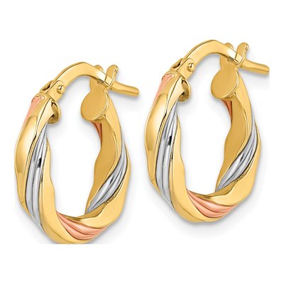 14K Yellow Gold 17mm Twisted Hoop Earrings – view 3