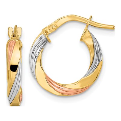 14K Yellow Gold 17mm Twisted Hoop Earrings