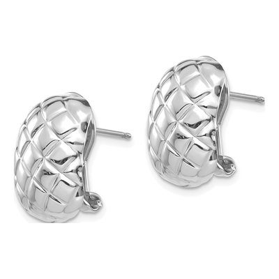 14K White Gold Crisscross Omega Back Stud Earrings – view 3