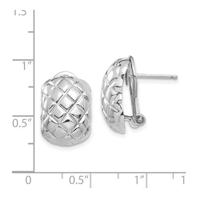14K White Gold Crisscross Omega Back Stud Earrings – view 5