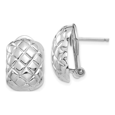 14K White Gold Crisscross Omega Back Stud Earrings