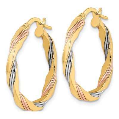 14K Yellow Gold 26mm Twisted Hoop Earrings – view 3
