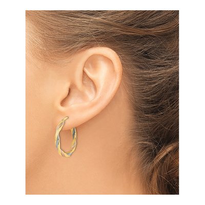14K Yellow Gold 26mm Twisted Hoop Earrings – view 5