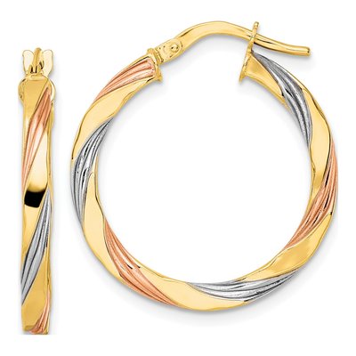 14K Yellow Gold 26mm Twisted Hoop Earrings